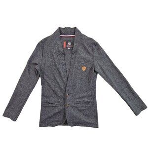 Enigma Solid Fashion for Men Two Button Blazer Men's Small Heathered Grey EUC LN